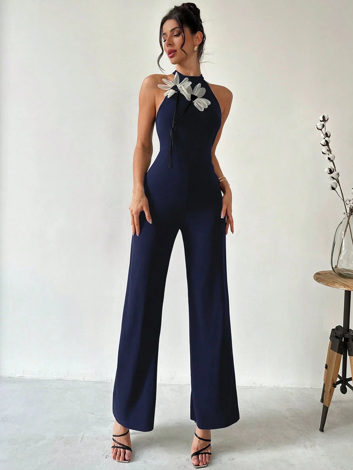 Unique Design Decorative Patchwork Flowers One-piece Jumpsuit Mssza
