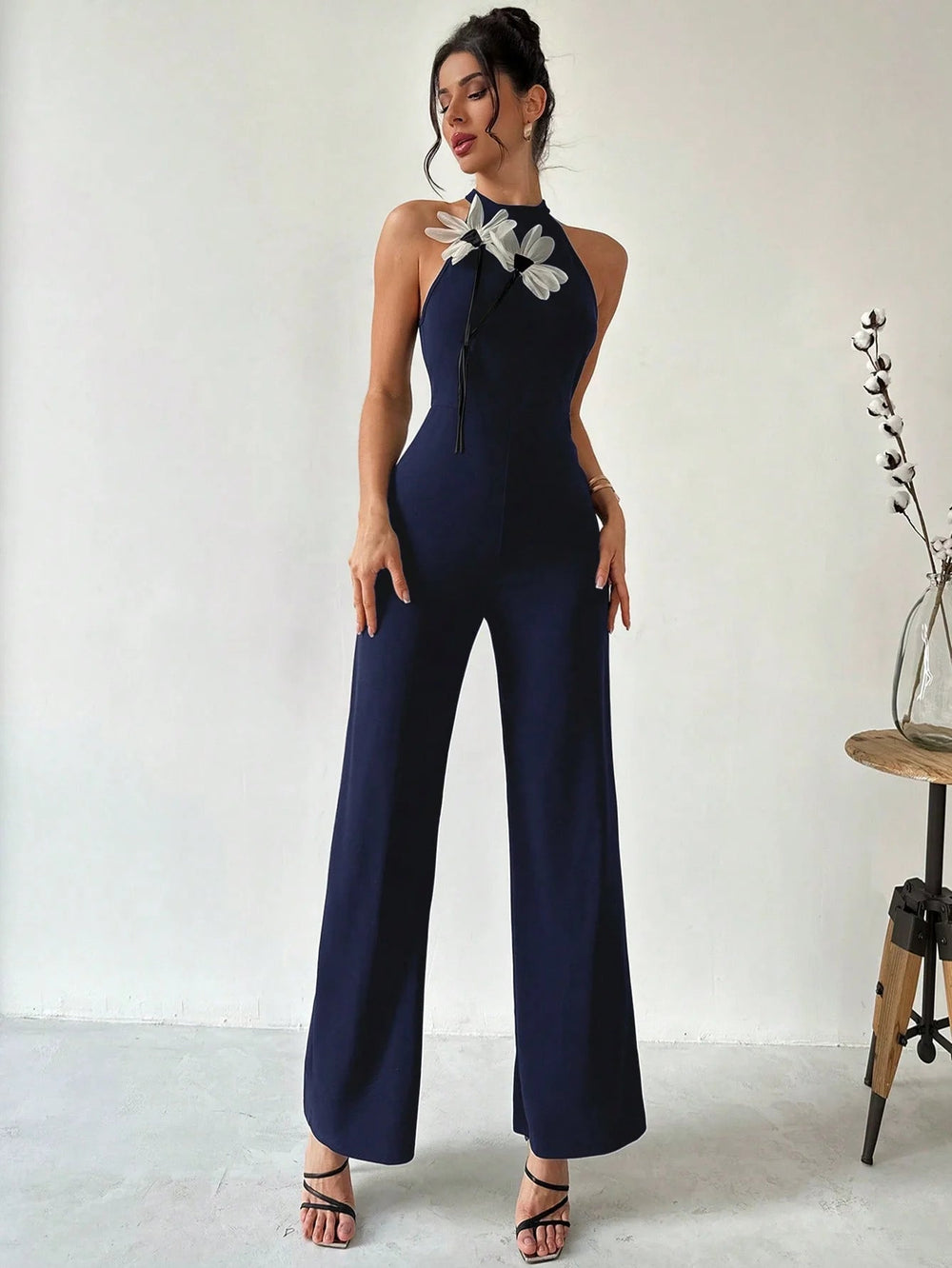 Unique Design Decorative Patchwork Flowers One-piece Jumpsuit Mssza