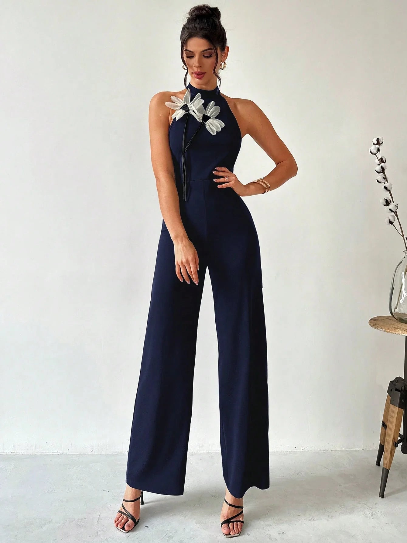 Unique Design Decorative Patchwork Flowers One-piece Jumpsuit Mssza
