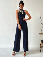 Unique Design Decorative Patchwork Flowers One-piece Jumpsuit Mssza