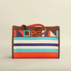 Unique Style Design Hopping Colorful Striped Handbag Mssza