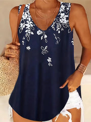 V Neck Camis Loose Casual Floral Patterned Sleeveless Tank Tops Mssza
