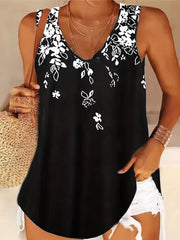 V Neck Camis Loose Casual Floral Patterned Sleeveless Tank Tops Mssza