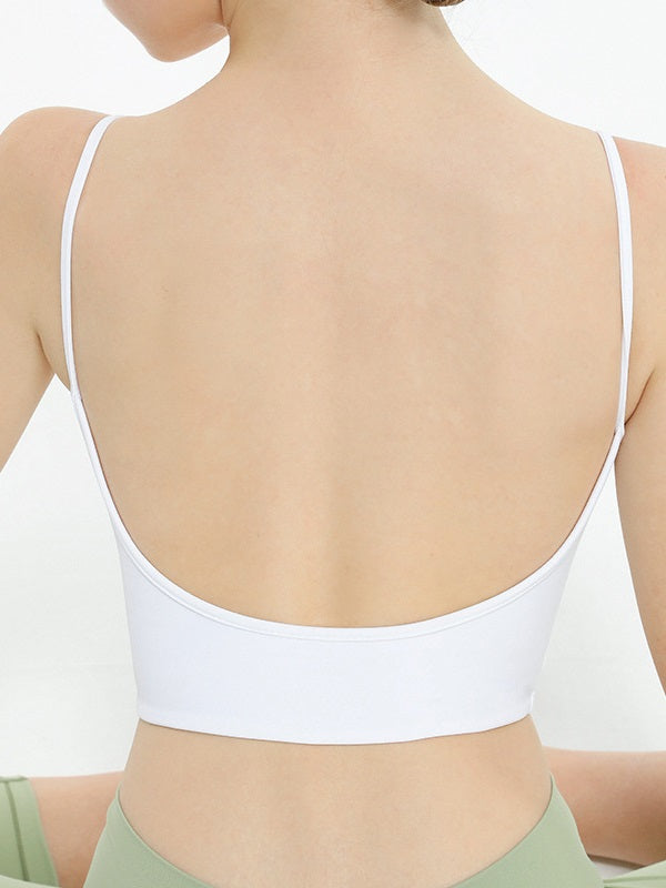 V Neck Cropped Spaghetti Strap Yoga Tanks Mssza