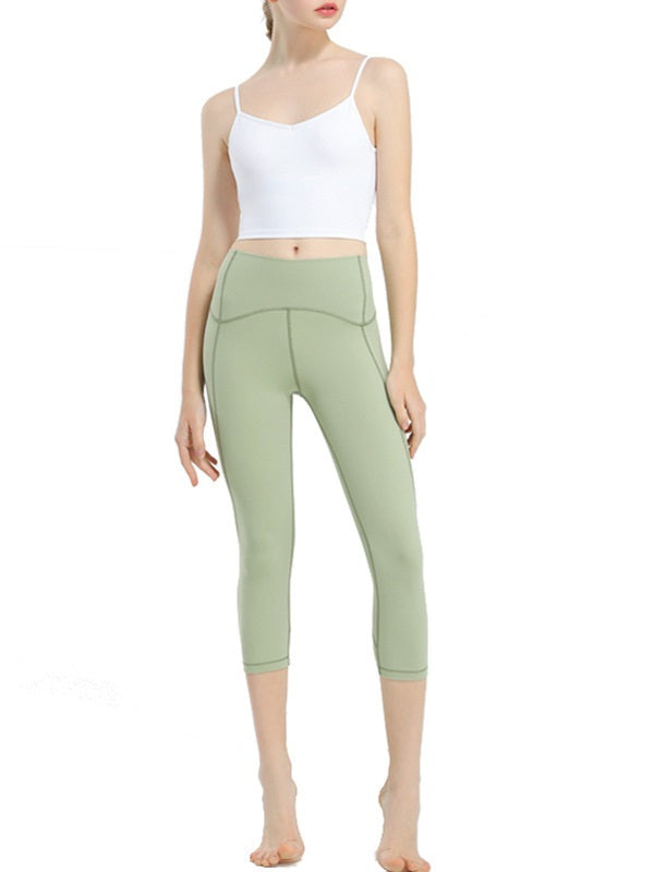 V Neck Cropped Spaghetti Strap Yoga Tanks Mssza