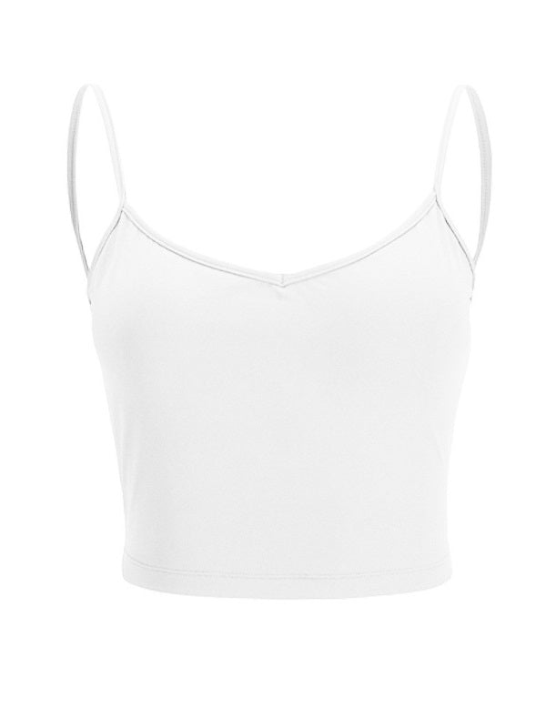 V Neck Cropped Spaghetti Strap Yoga Tanks Mssza