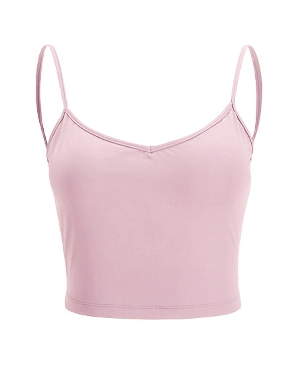 V Neck Cropped Spaghetti Strap Yoga Tanks Mssza