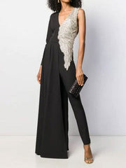 V Neck Long Sleeves One Piece Jumspuit Dress Mssza