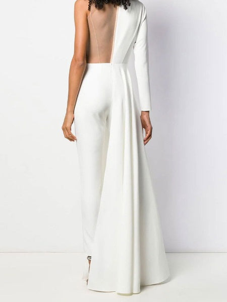 V Neck Long Sleeves One Piece Jumspuit Dress Mssza
