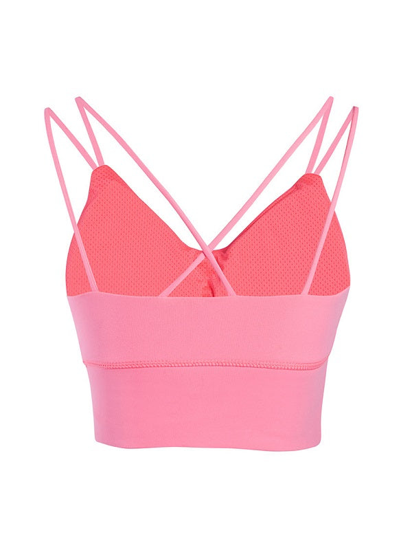 V Neck Solid Shockproof Sports Top Mssza
