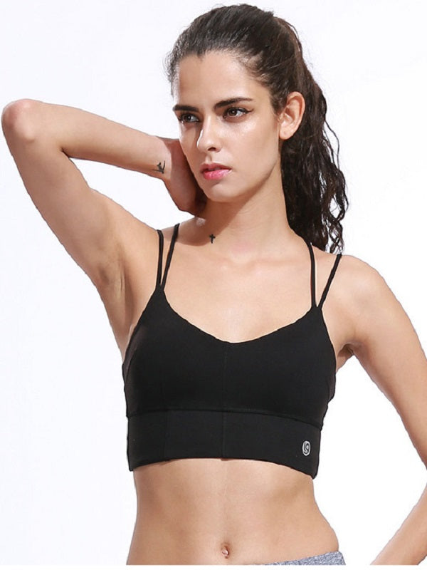 V Neck Solid Shockproof Sports Top Mssza