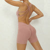 Cross Hip-lifting Halter Pocket Tight Shorts One-Piece Yoga Jumpsuits Mssza