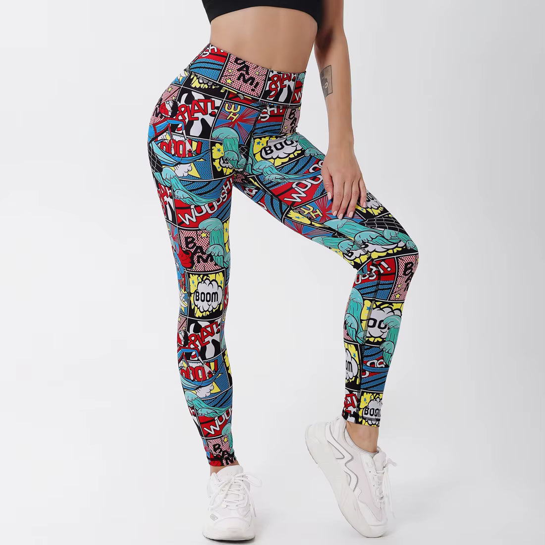 Trendy Cartoon Printed High Waist Ankle-Length Sports Legging Mssza