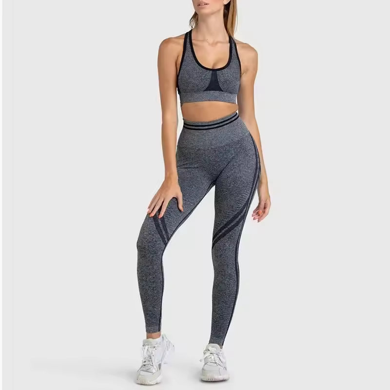 Trendy Nylon Seam Pockets Seamless Hip-lifting Sleeveless Yoga Sets Mssza