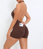 Hip-lifting Halter Pocket Tight Shorts Yoga Jumpsuits Mssza