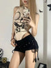 Casual Creativity Lace-up Rivet Cotton Skinny Shorts Streetwear Mssza