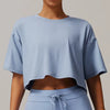 Knitted Short Sleeve Smock Loose Outdoor Yoga T-shirt Mssza