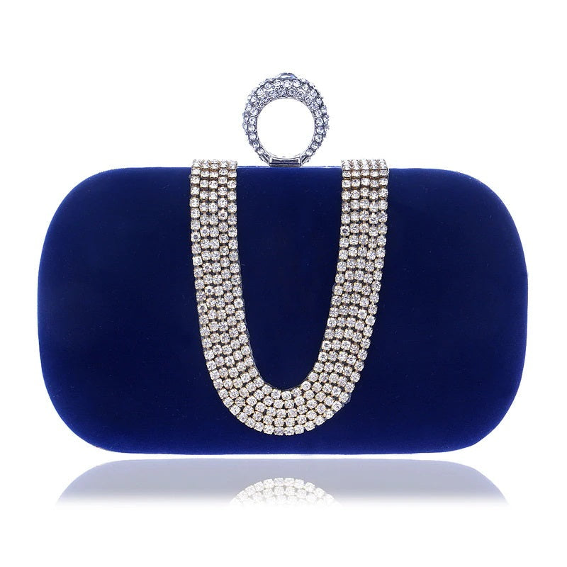 Velvet Finger Ring Rhinestones Finger Ring Diamonds Clutch Mssza
