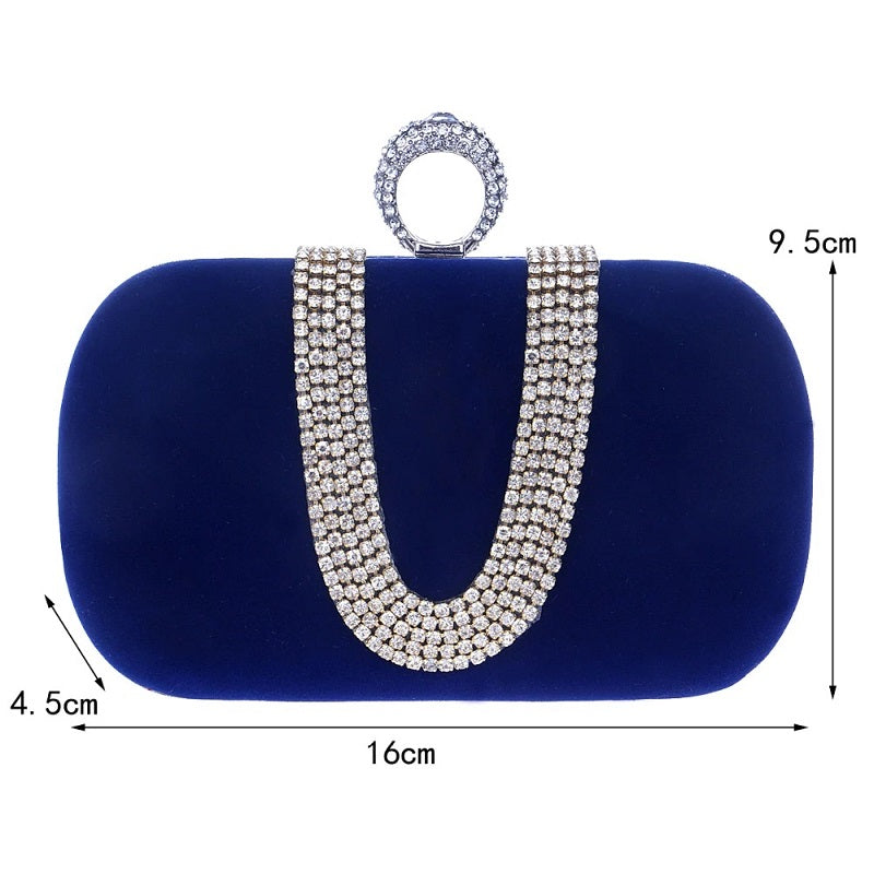 Velvet Finger Ring Rhinestones Finger Ring Diamonds Clutch Mssza