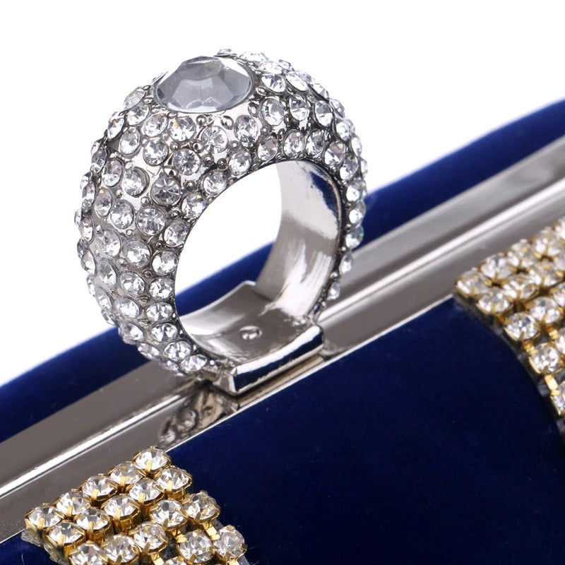 Velvet Finger Ring Rhinestones Finger Ring Diamonds Clutch Mssza