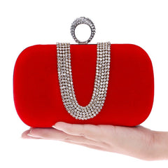 Velvet Finger Ring Rhinestones Finger Ring Diamonds Clutch Mssza