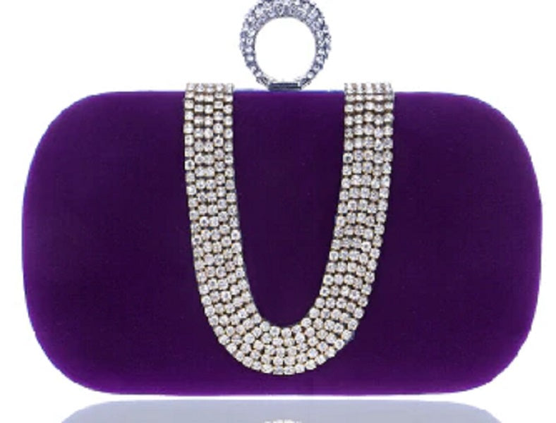 Velvet Finger Ring Rhinestones Finger Ring Diamonds Clutch Mssza