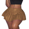 Versatile Preppy Style Stretchy Pleated Leather Tennis Short Skirt Mssza
