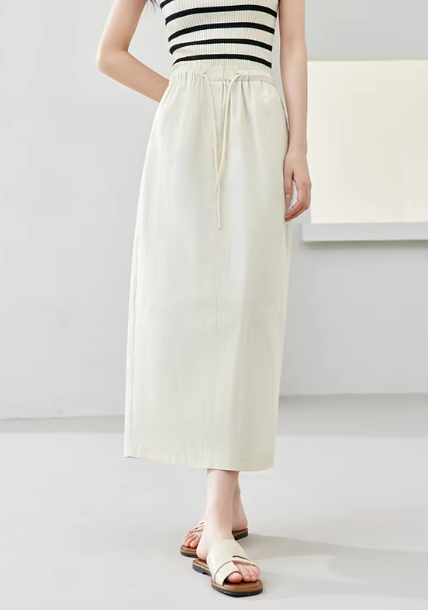 Versatile Straight Casual Elasticated Waist Solid Elegant Midi Skirts Mssza