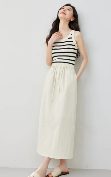 Versatile Straight Casual Elasticated Waist Solid Elegant Midi Skirts Mssza
