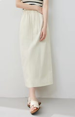 Versatile Straight Casual Elasticated Waist Solid Elegant Midi Skirts Mssza