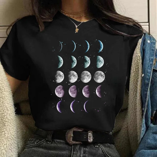 Versatile Women's Summer Top â€?Moon Space O-Neck Tee Mssza