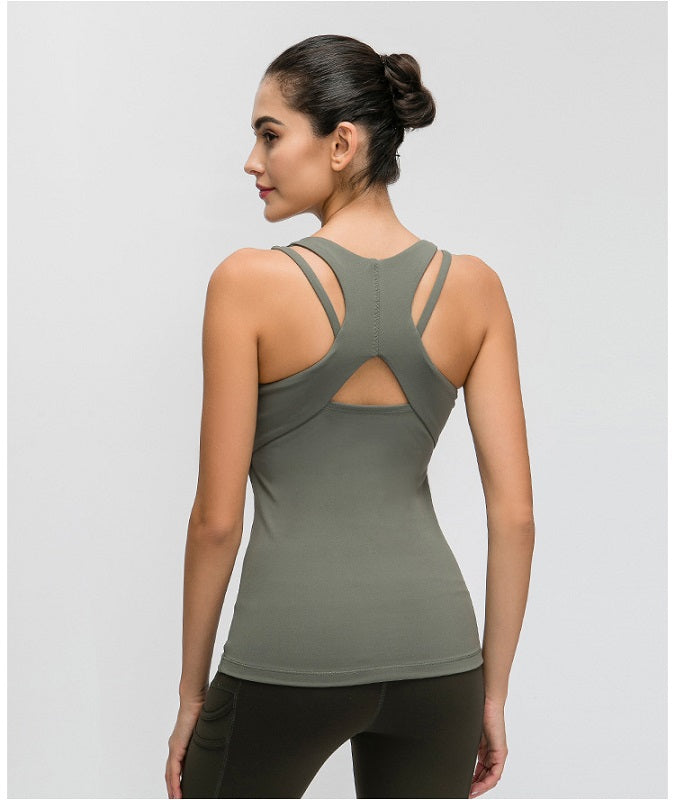 Vest Criss-Cross Lacing Stretchy Fitness Top Mssza