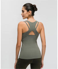 Vest Criss-Cross Lacing Stretchy Fitness Top Mssza