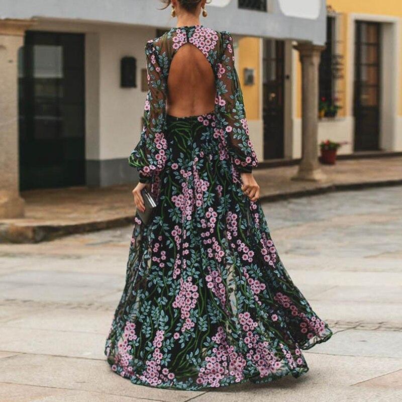 Vintage Backless Long Maxi Dress Mssaz Desses
