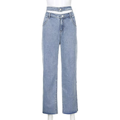 Vintage Baggy Hollow Out High Waisted Cargo Long Jeans Mssza