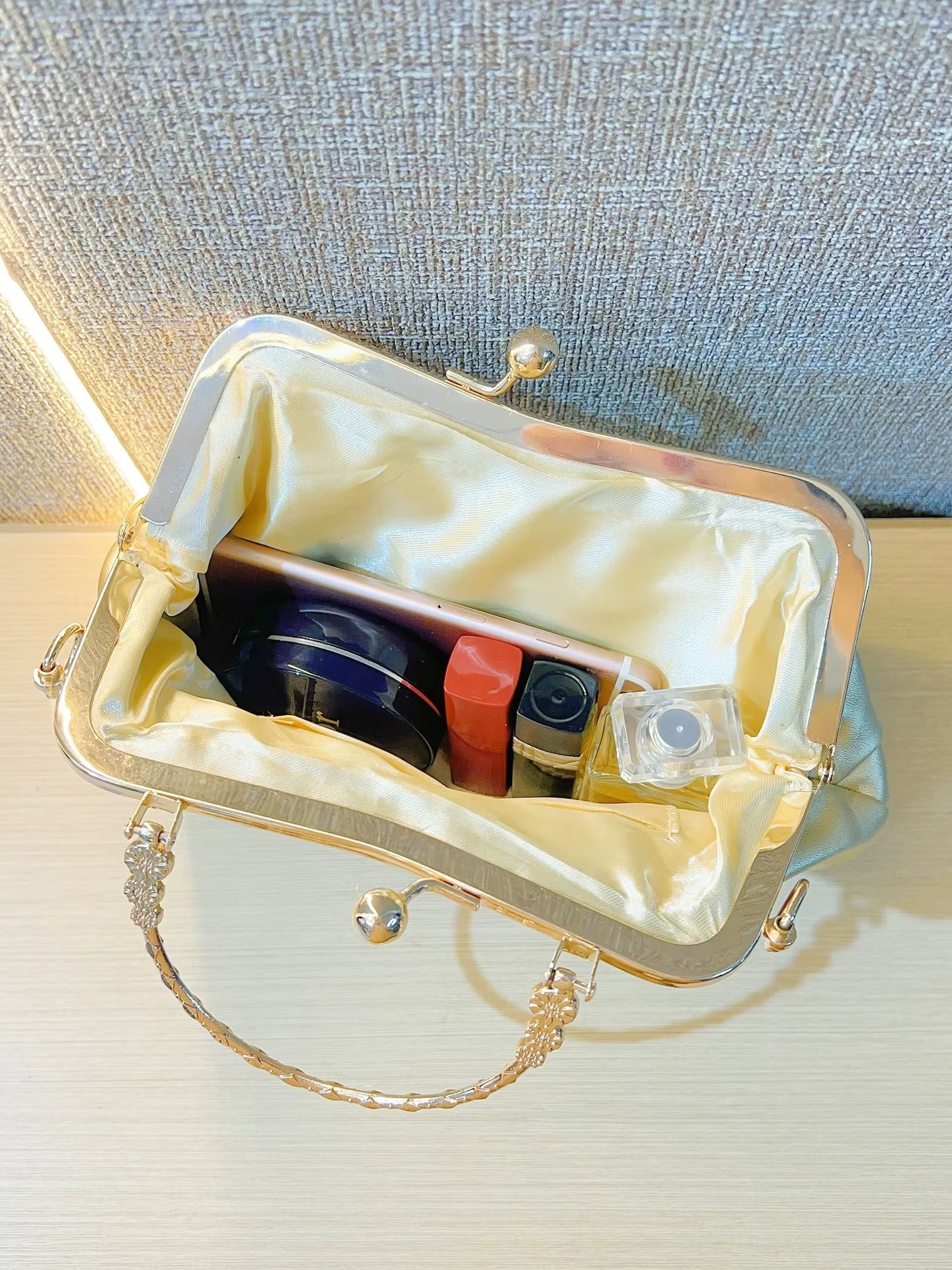 Vintage Banquet Diamond Luxury Crystal Rhinestone Mini Tote Clutch Bag Mssza