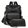 Vintage Block Design With Tassel Stain-Resistant Leather Backpack Mssza