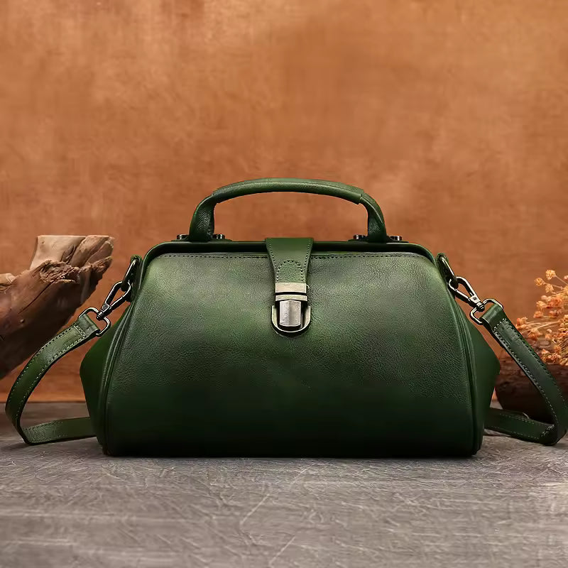 Vintage Buckle Zipper Pouch Genuine Leather Shoulder Messenger Bags Mssza
