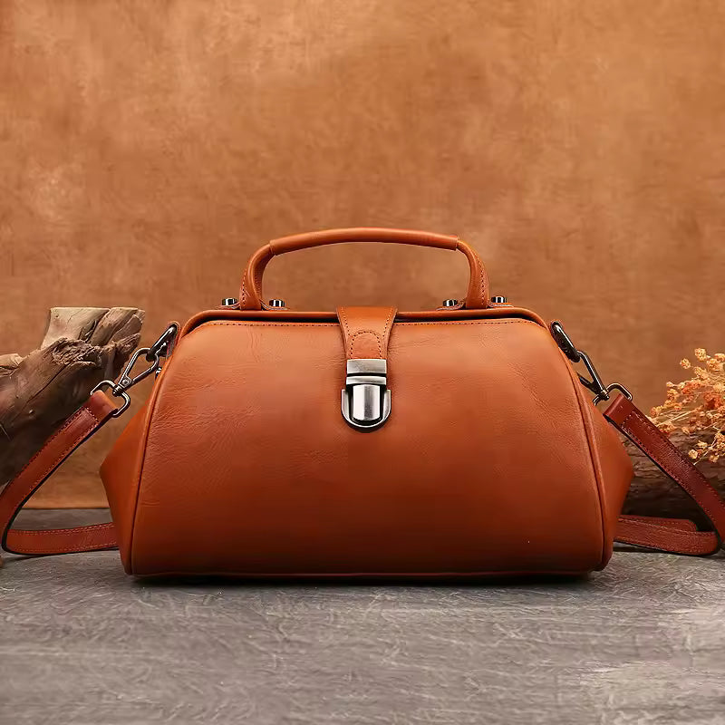 Vintage Buckle Zipper Pouch Genuine Leather Shoulder Messenger Bags Mssza