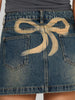 Vintage Button With Pockets High Waist Back Bow Print Slim Fit Short Mini Skirts Mssza