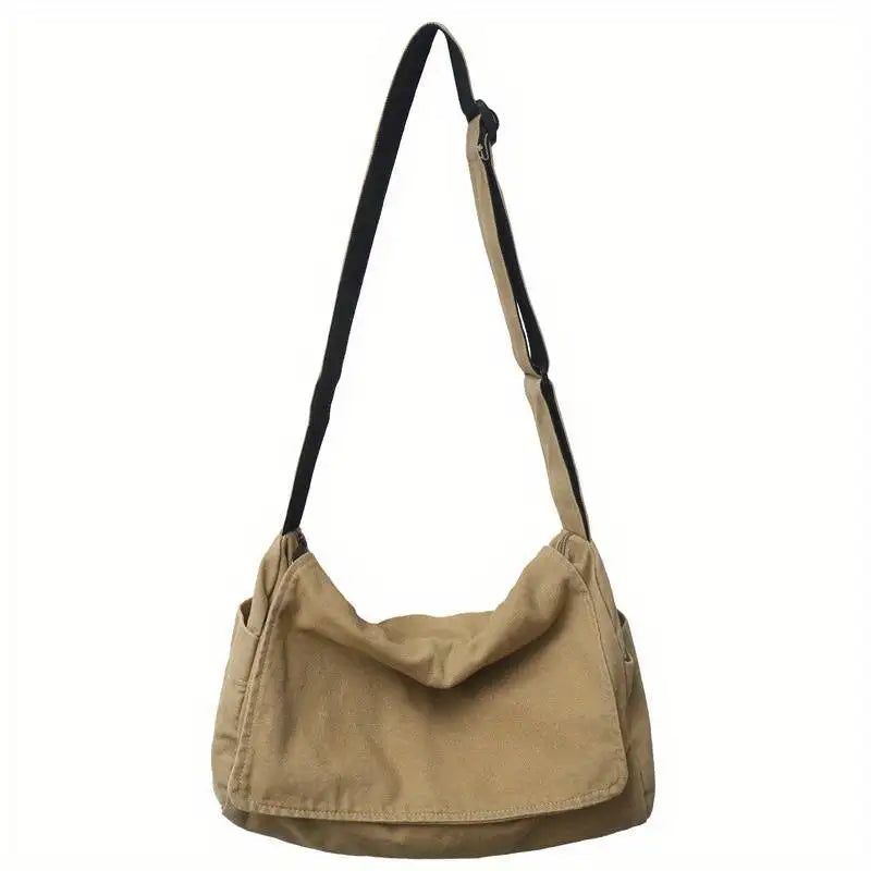 Vintage Canvas Teenager Versatile Shoulder Tote Messenger Crossbody Bag Mssza
