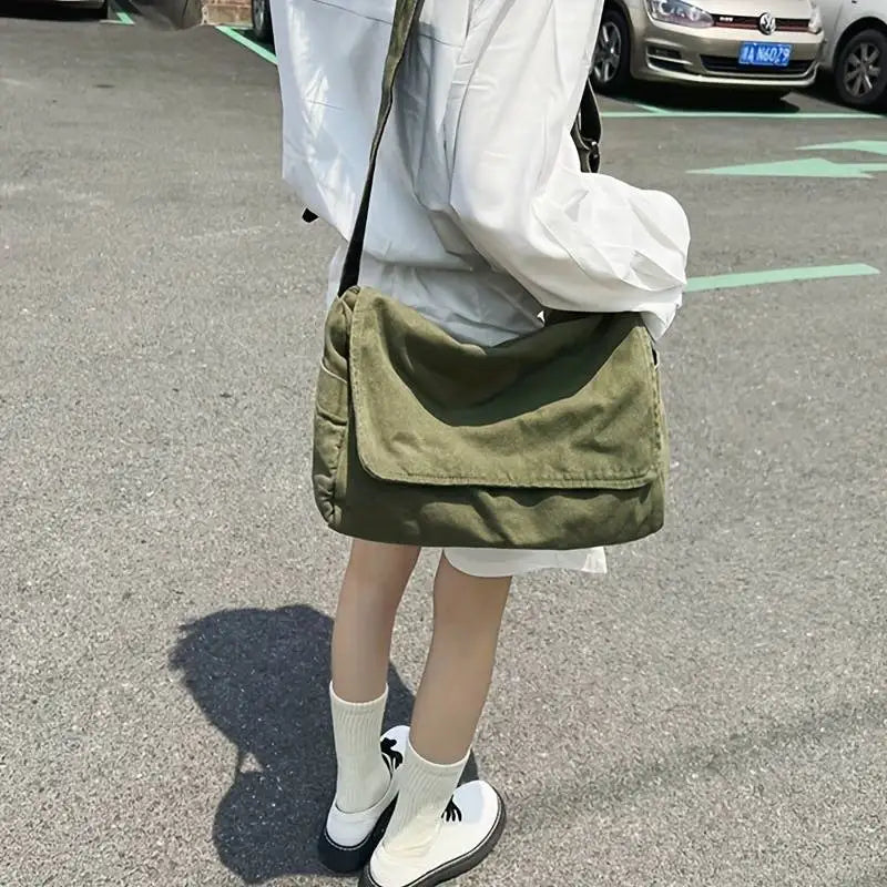 Vintage Canvas Teenager Versatile Shoulder Tote Messenger Crossbody Bag Mssza