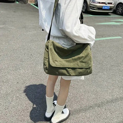 Vintage Canvas Teenager Versatile Shoulder Tote Messenger Crossbody Bag Mssza