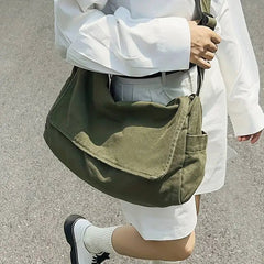 Vintage Canvas Teenager Versatile Shoulder Tote Messenger Crossbody Bag Mssza