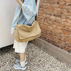 Vintage Canvas Teenager Versatile Shoulder Tote Messenger Crossbody Bag Mssza