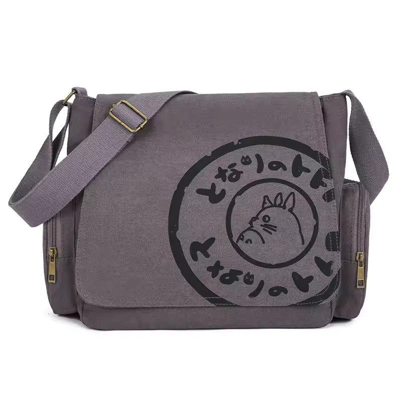 Vintage Cartoon Canvas Capacity Zipper And Hasp Versatile Tote Shoulder Messenger Bag Mssza