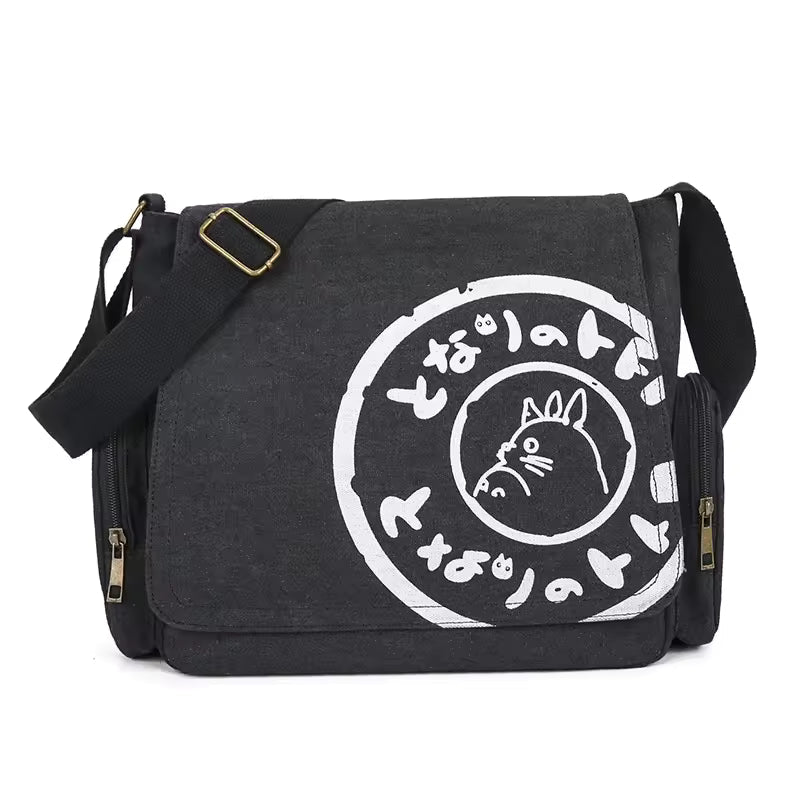 Vintage Cartoon Canvas Capacity Zipper And Hasp Versatile Tote Shoulder Messenger Bag Mssza