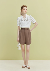 Vintage Casual Elegant Embroidery Sweet Short Sleeve Simple Off Lady Tops Mssza