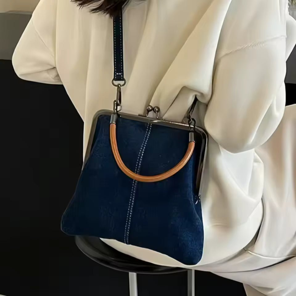 Vintage Coin Outdoor Portable Wedding Shoulder Bags With Kiss Lock Clasp Mssza
