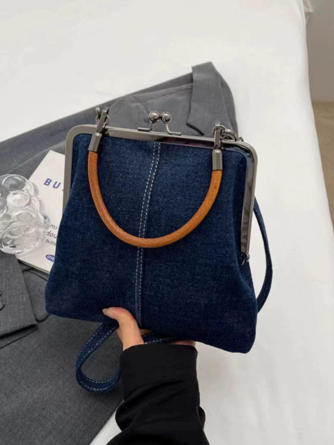 Vintage Coin Outdoor Portable Wedding Shoulder Bags With Kiss Lock Clasp Mssza